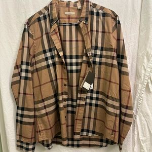 MENS BURBERRY NWT BRIT CLASSIC CAMEL CHECK SHIRT